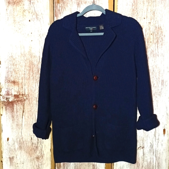 Brunella Gori Other - Italy Brunella Gori wool blend fisherman knit men's navy cardigan M